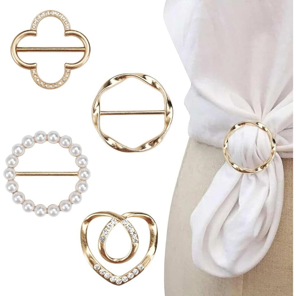 4PCS Metal Scarf Ring Clips Fashion Hair Accessories for Women